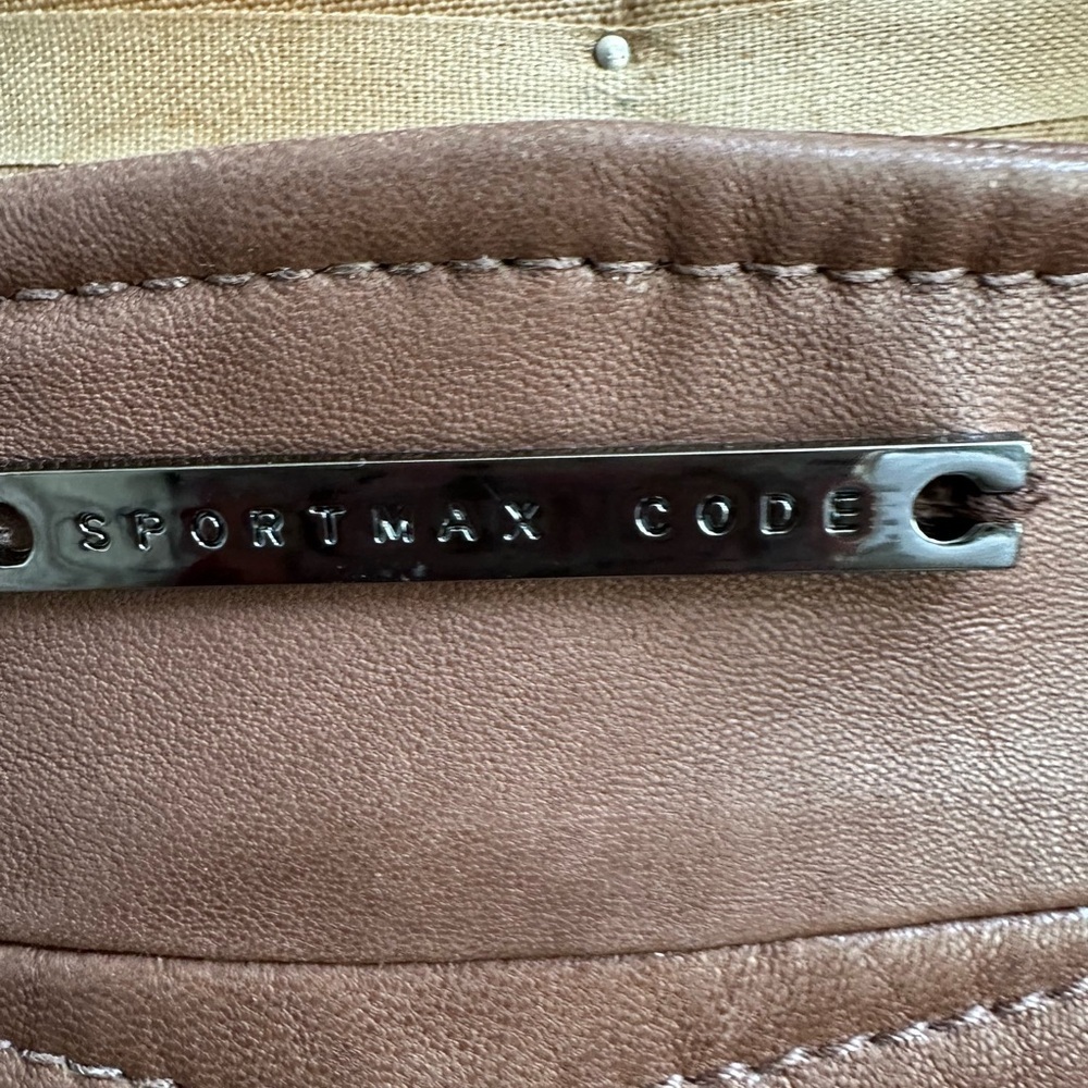 Maxmara Sportmax Code Brown Leather Button Front … - image 8